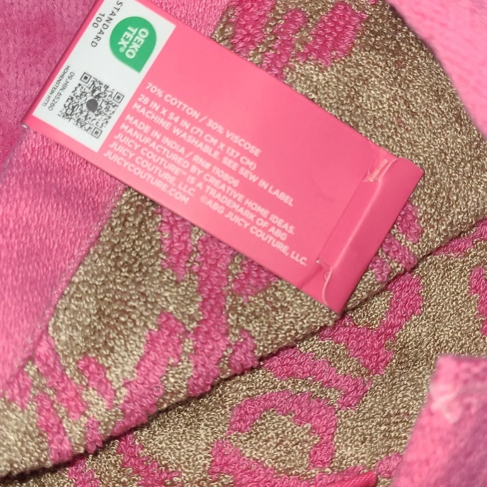 Juicy Couture Pink Towel Set with Gold Accents
